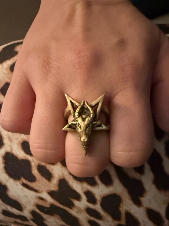 Jewelry - Brass Baphomet Goat Head Pentagram Ring